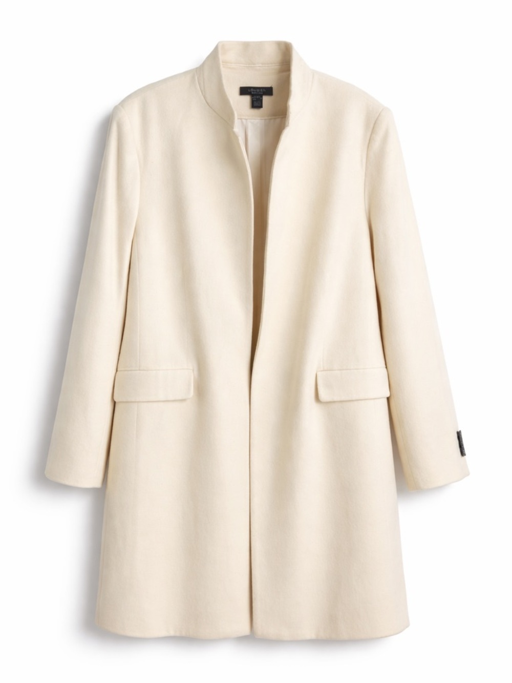 Cream Women's Collarless Wool-Blend Coat